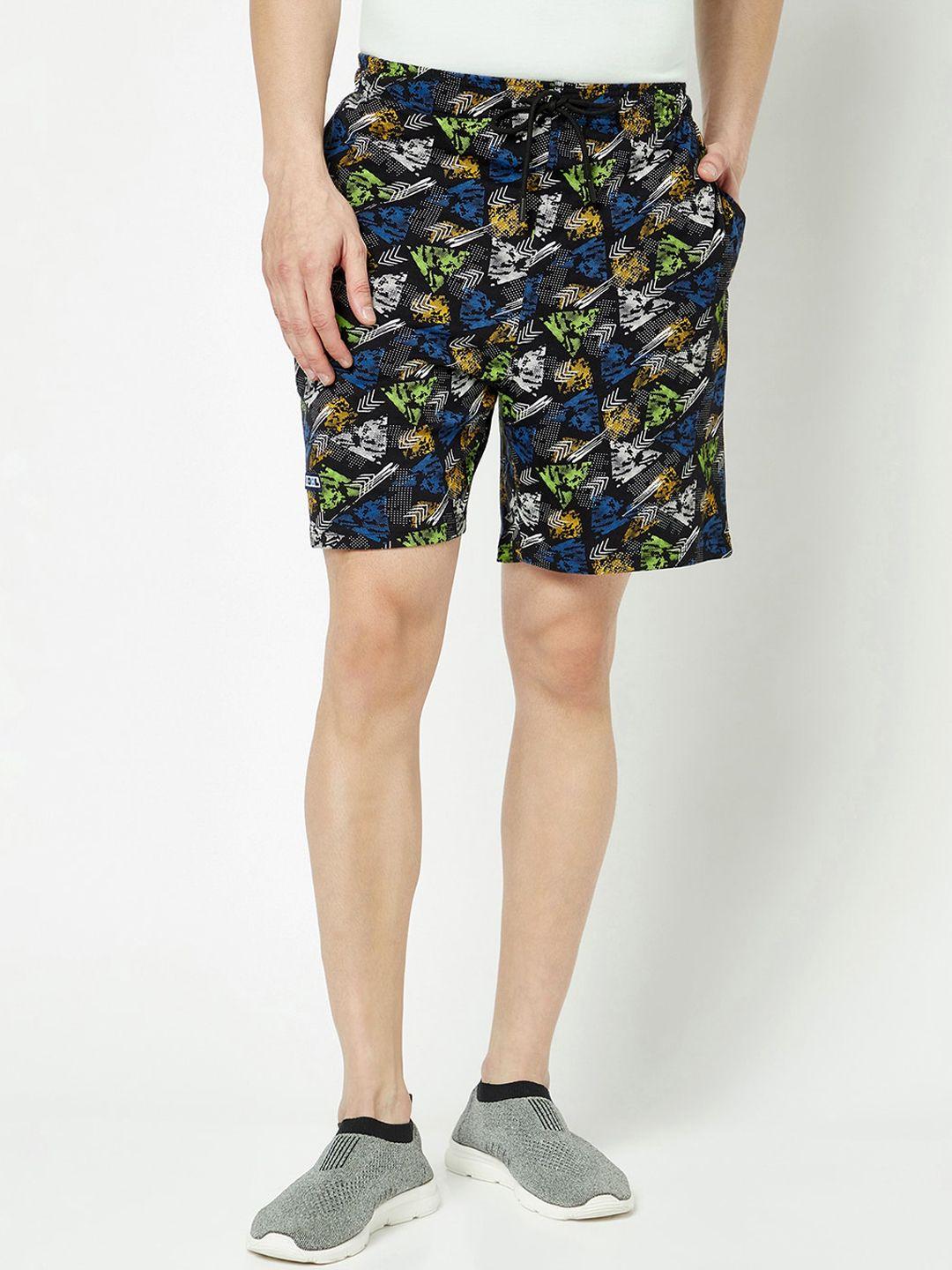 t.t. men abstract printed mid-rise cotton shorts