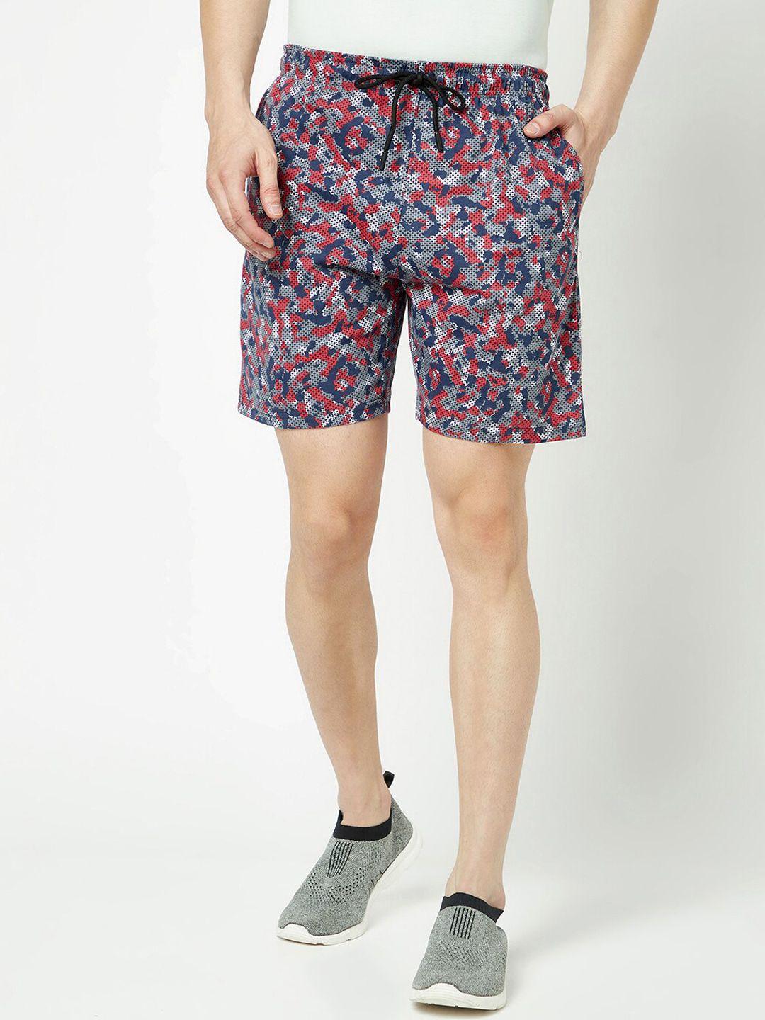 t.t. men abstract printed mid rise drawstring sports shorts
