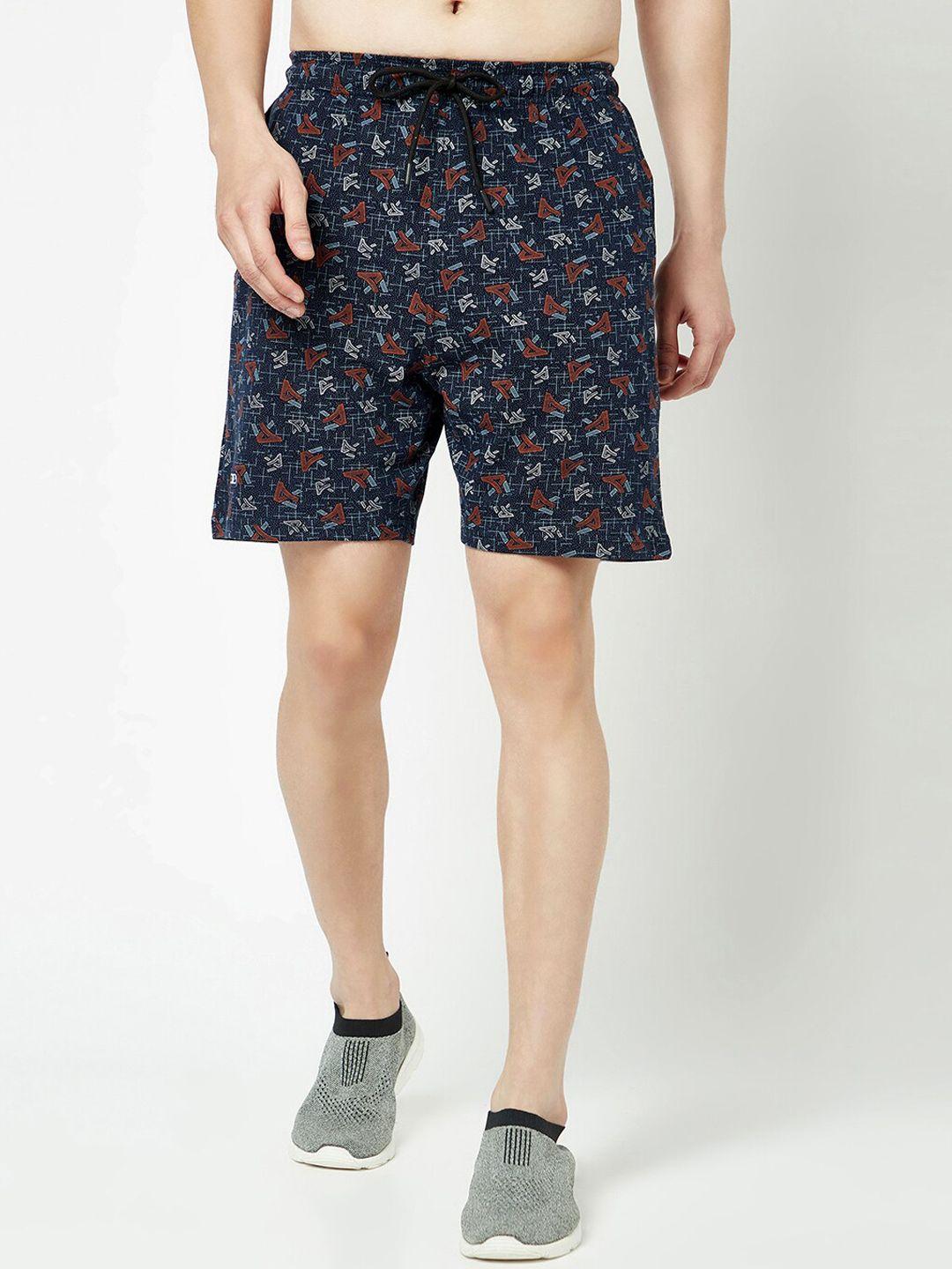 t.t. men abstract printed mid rise drawstring sports shorts
