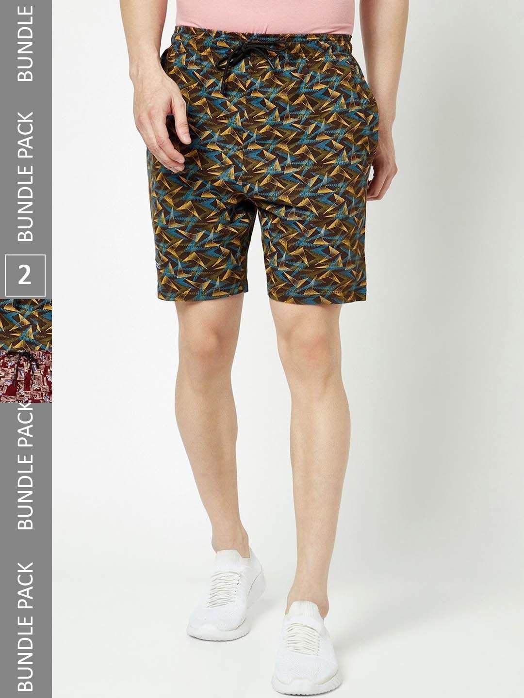 t.t. men pack of 2 abstract printed cotton shorts