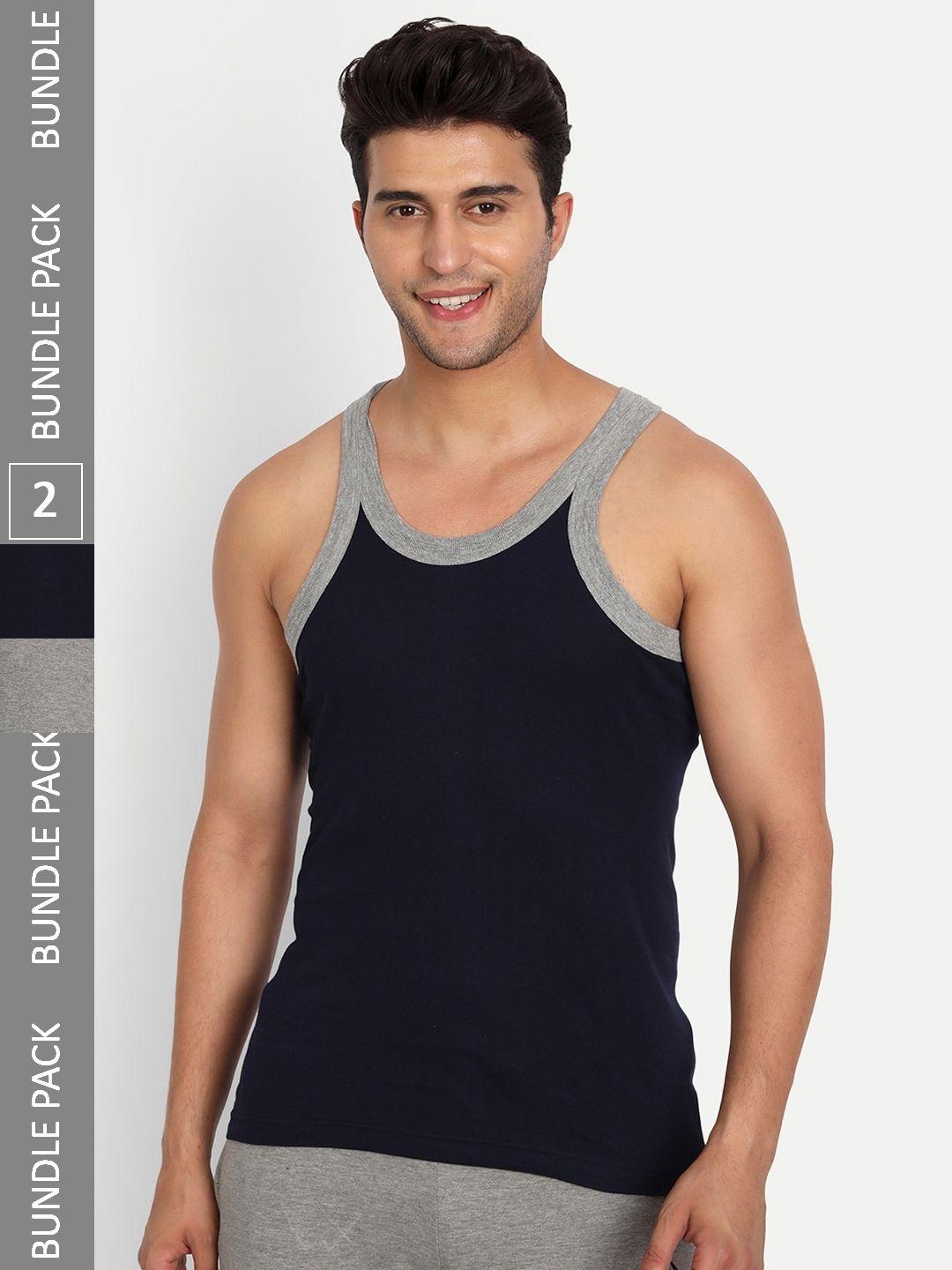 t.t. men pack of 2 navy blue & grey titanic combed cotton gym vests tit_gym_po2_nvy-gry_75