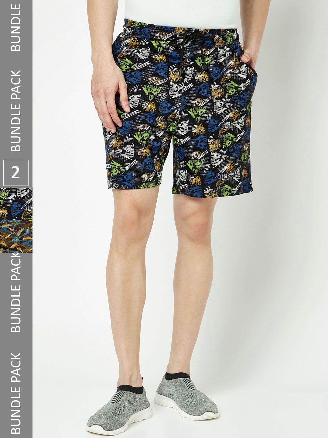t.t. men pack of 2 printed cotton shorts