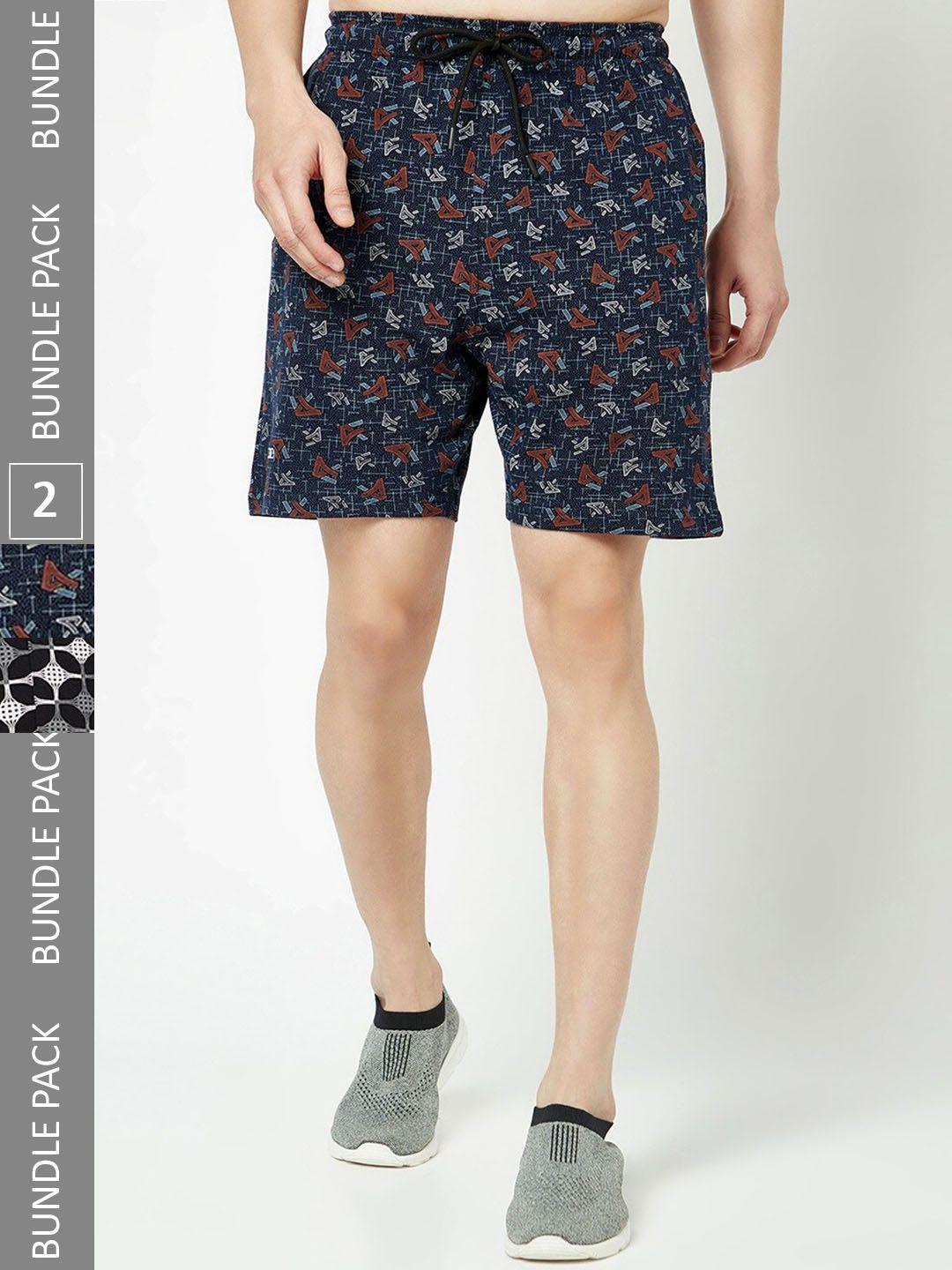 t.t. men pack of 2 printed cotton shorts