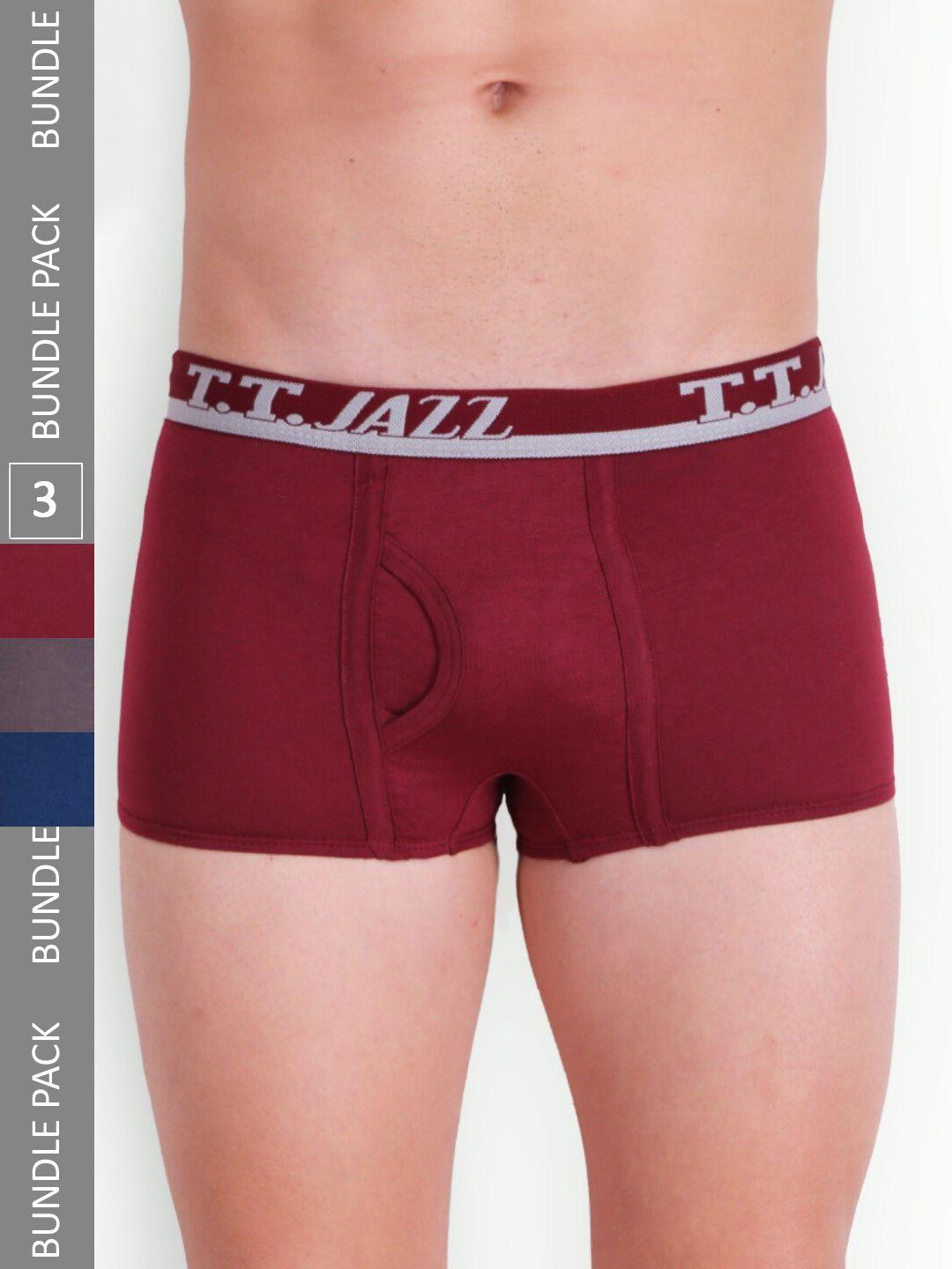 t.t. men pack of 3 logo printed pure cotton trunks