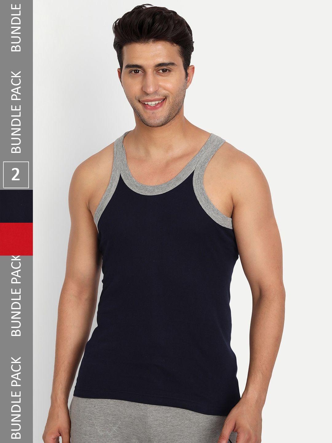 t.t. pack of 2 titanic combed cotton solid gym vest