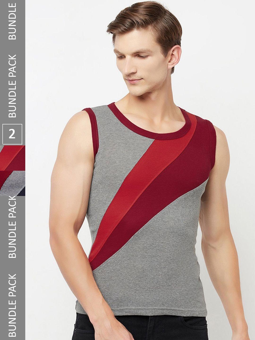 t.t. pack of 3 colourblocked pure cotton gym vests