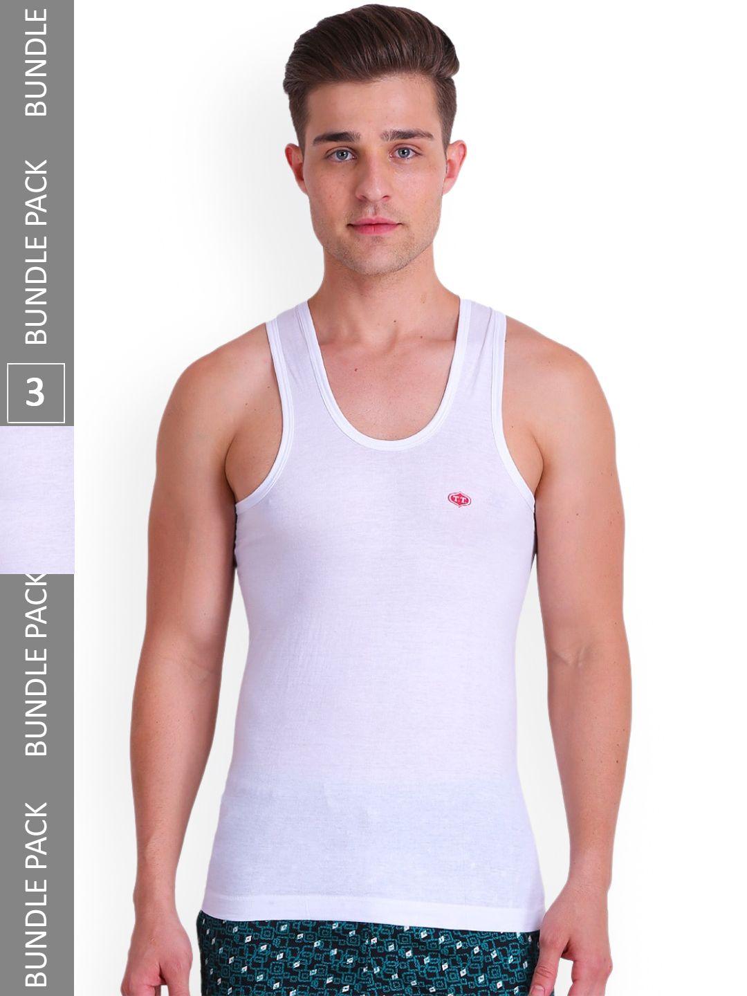 t.t. pack of 3 round neck cotton undershirt vests