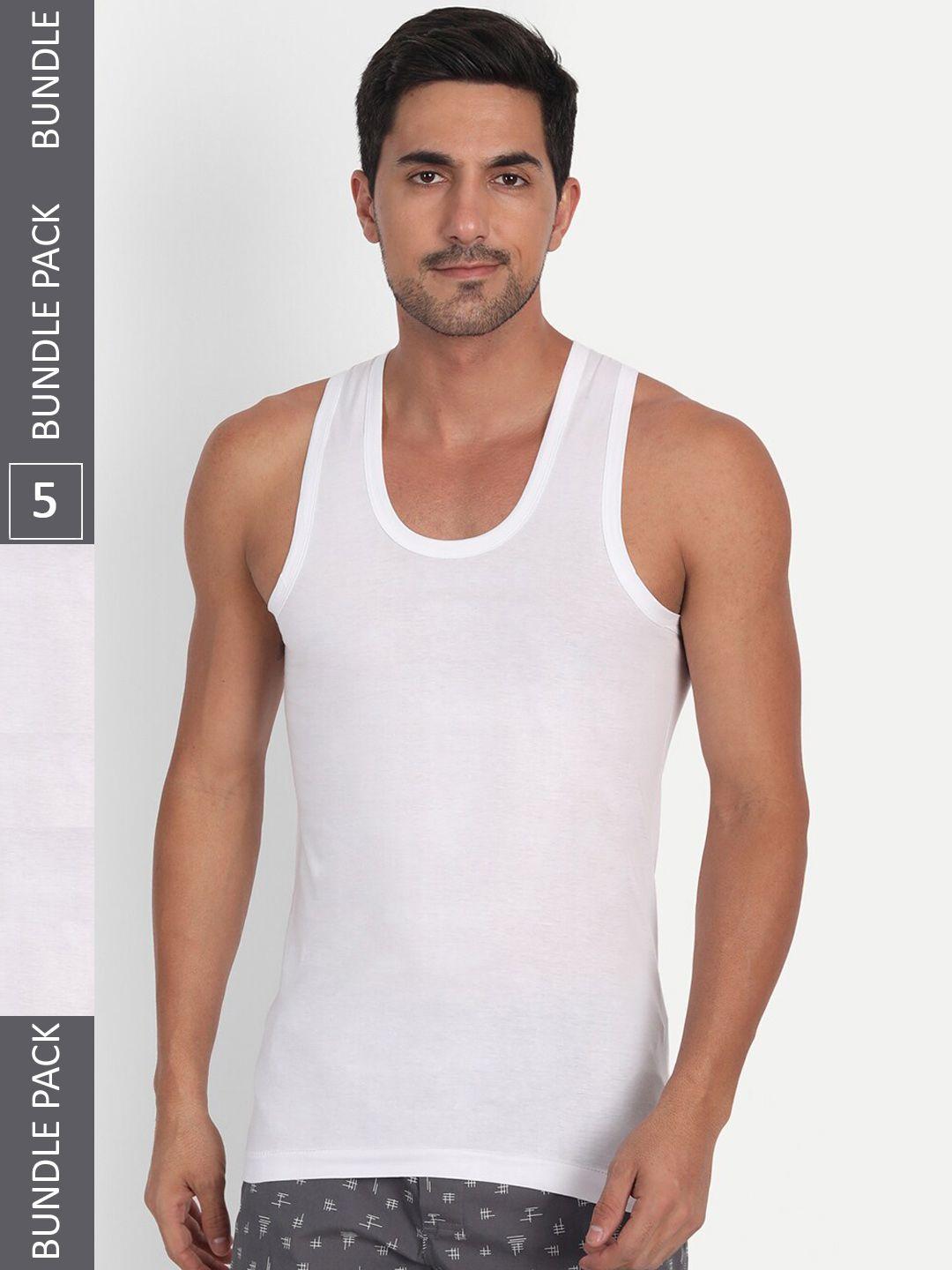 t.t. pack of 5 cotton sleeveless undershirts- softy_rn_po5_wht_95