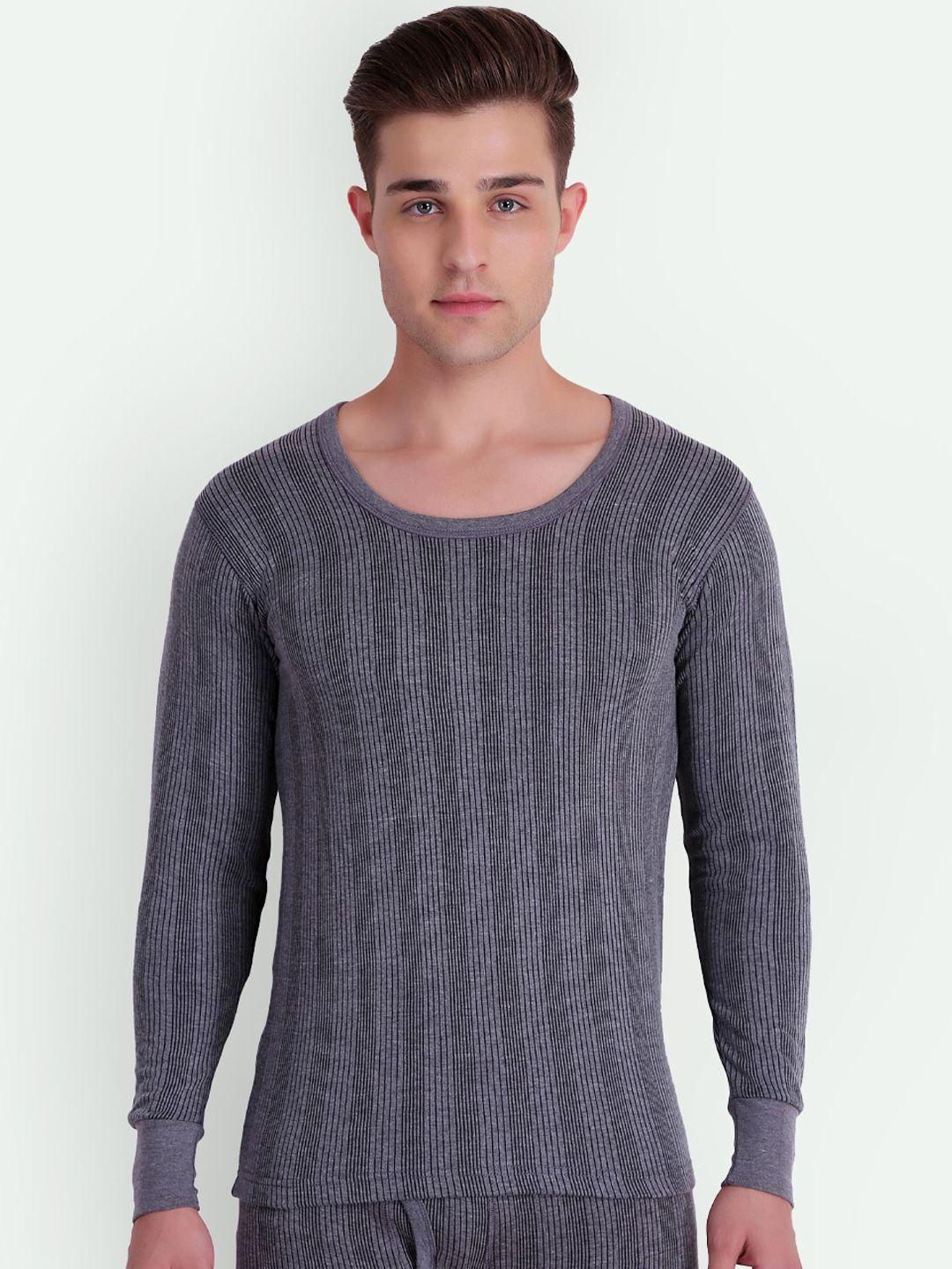 t.t. striped ribbed round neck polyfill technology thermal set