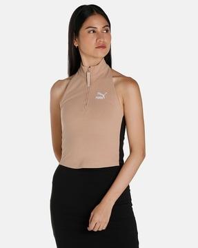 t7 half-zip mock-neck slim fit top