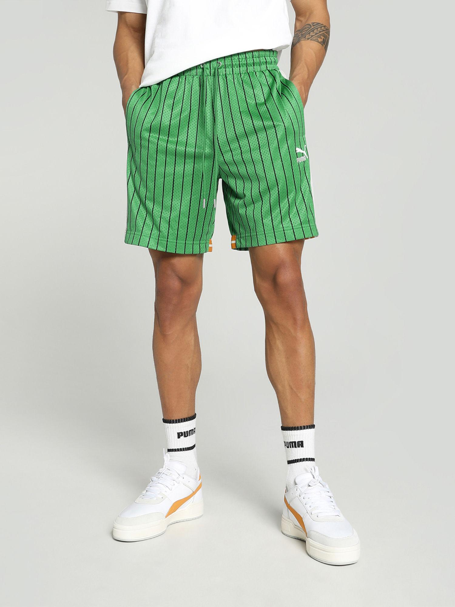 t7 mesh mens stripes green shorts