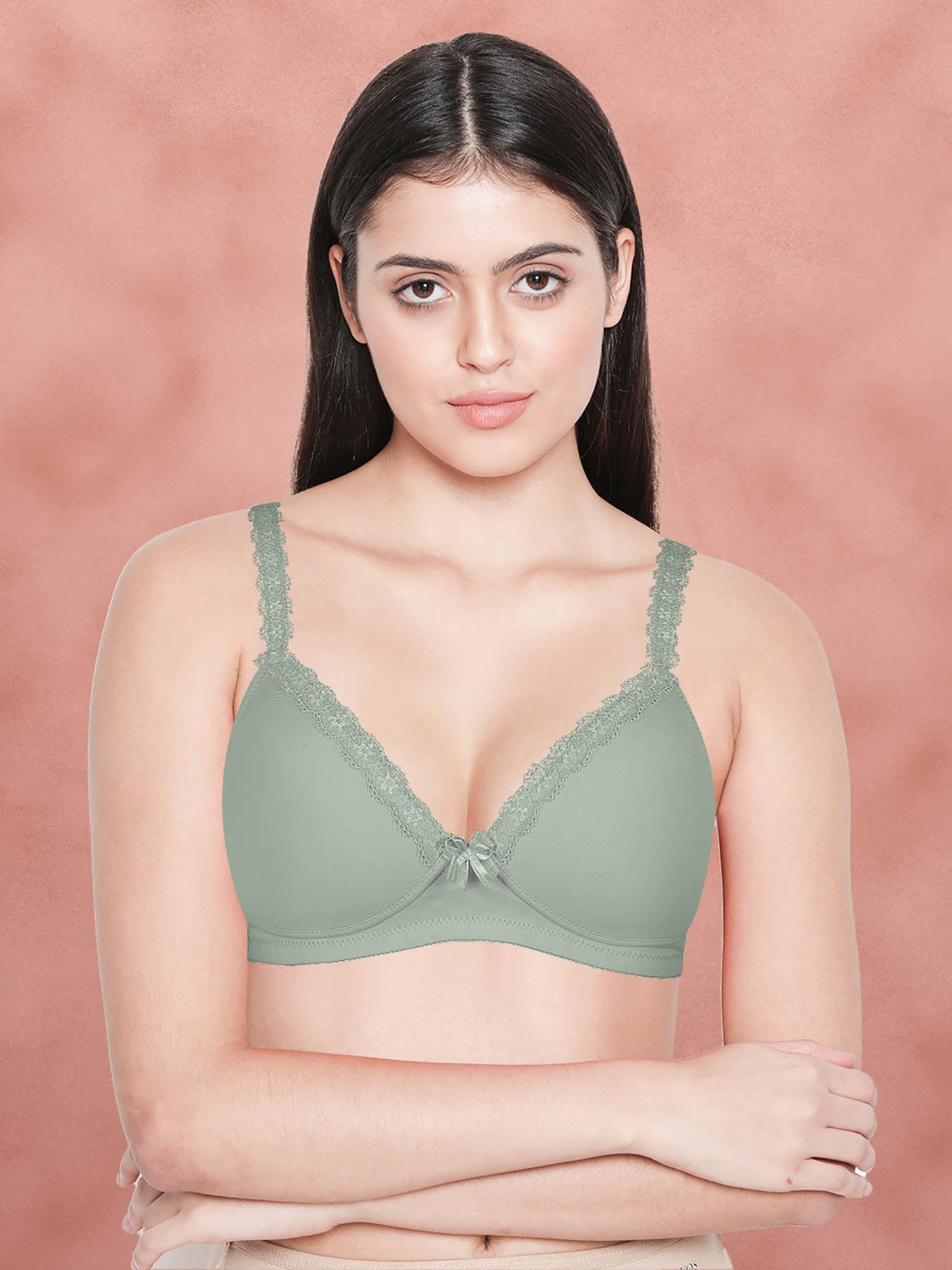 taabu by shyaway bay green lace strap padded wirefree t-shirt bra