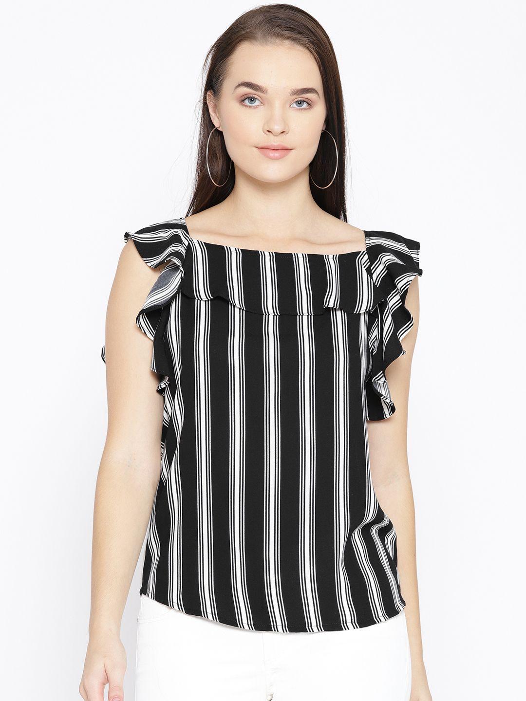 taanz women black & white striped top