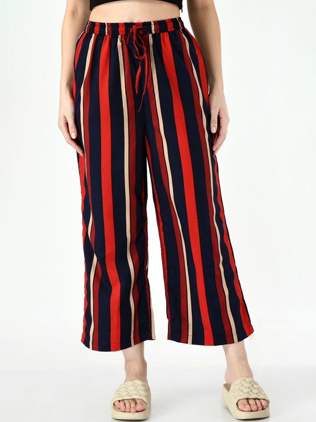 taaraa women blue striped trousers