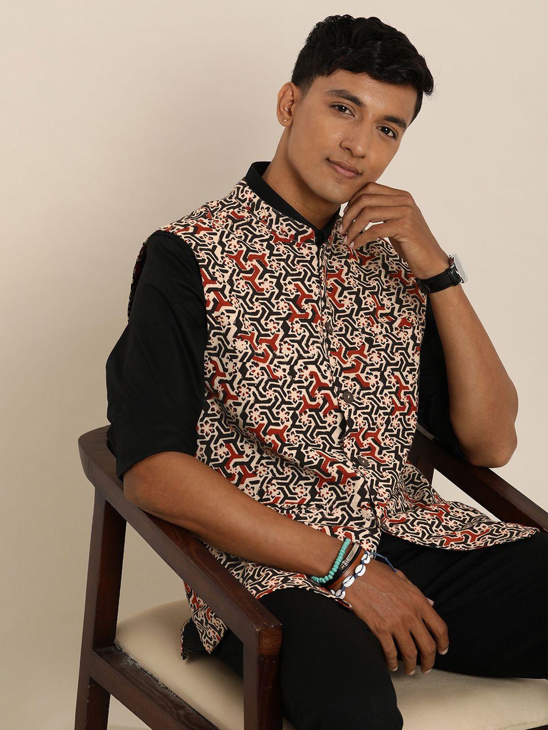 taavi-men-pure-cotton-ethnic-printed-bagru-nehru-jacket