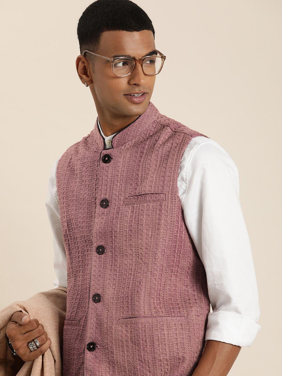 taavi men pure cotton woven legacy nehru jacket