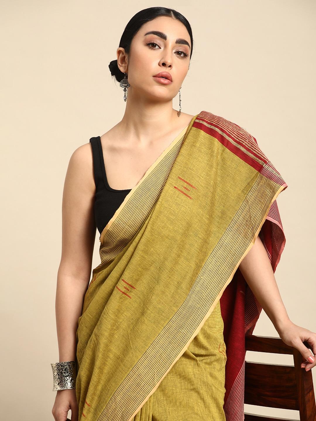 taavi woven design pure cotton sustainable handloom saree