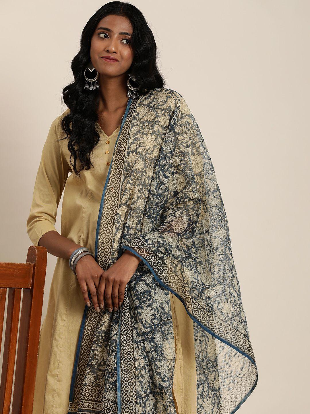 taavi  bagru printed cotton silk dupatta