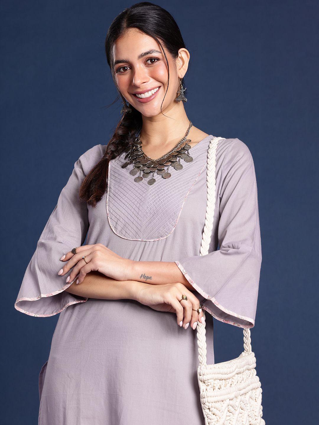 taavi bell sleeves pure cotton kurta with handblock details