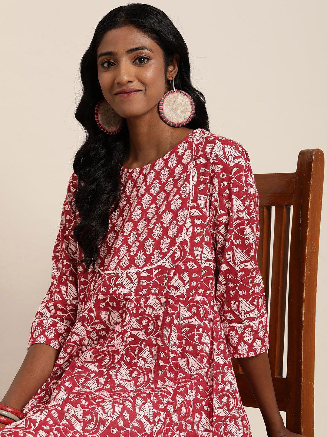 taavi block print legacy floral printed pure cotton kurta