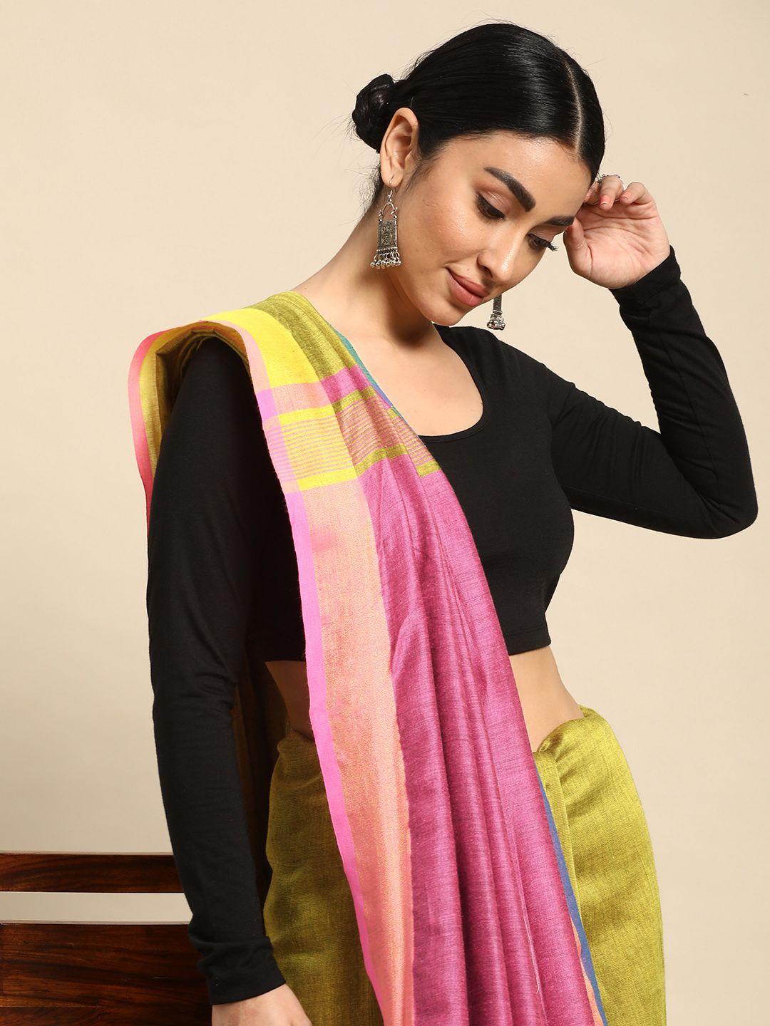 taavi colourblocked zari handloom saree