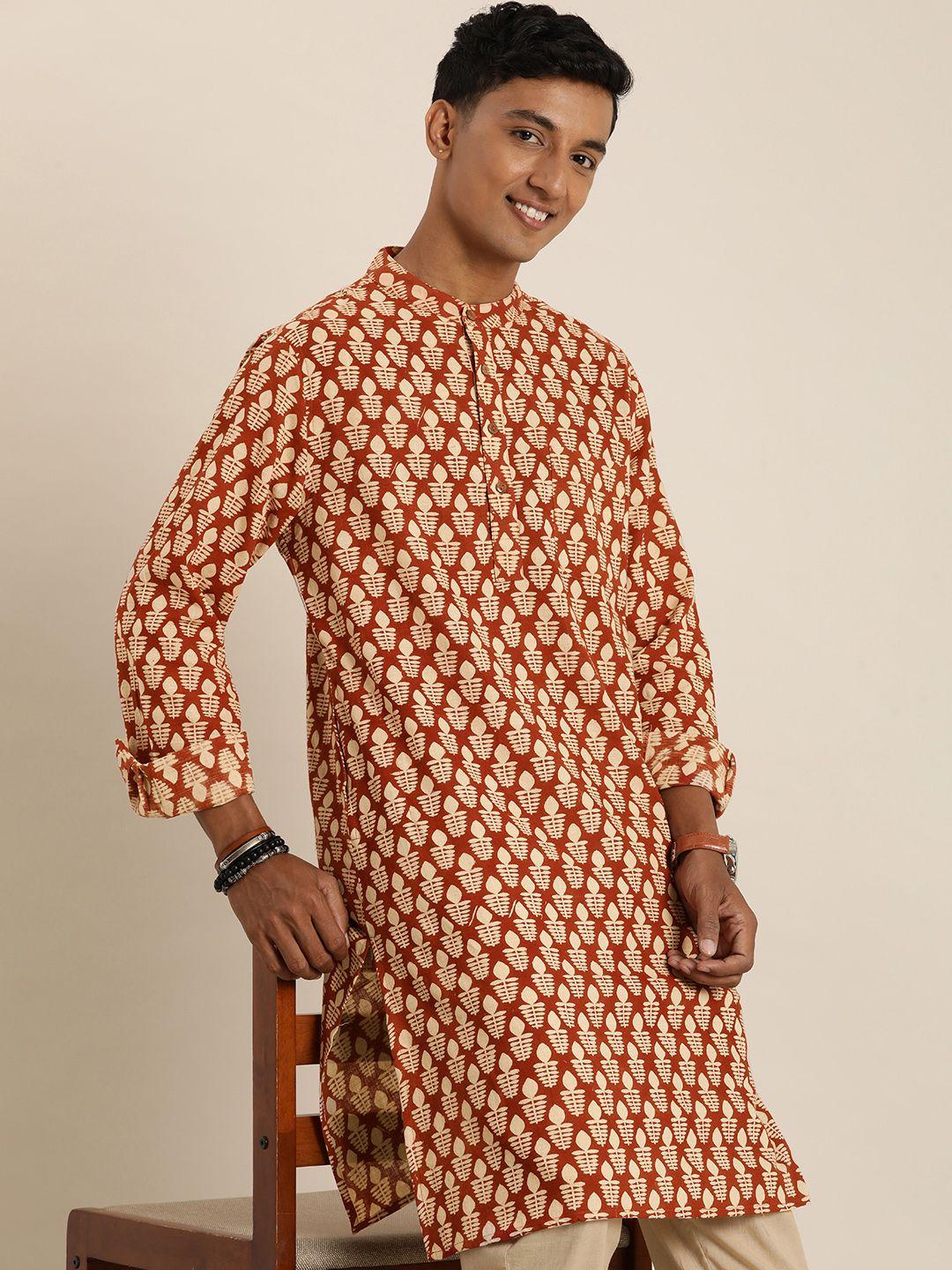 taavi ethnic motifs bagru printed pure cotton kurta