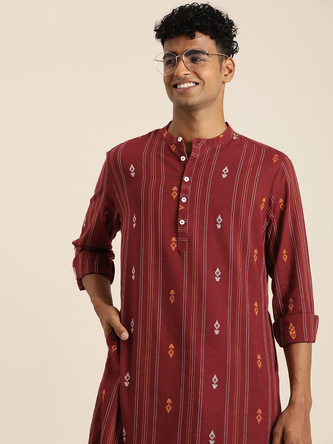 taavi ethnic motifs embroidered woven legacy kurta