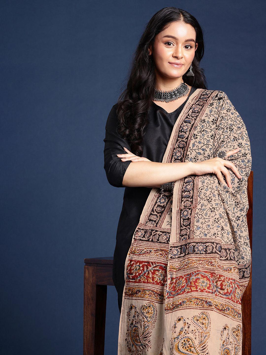 taavi ethnic motifs hand block printed kalamkari sustainable dupatta