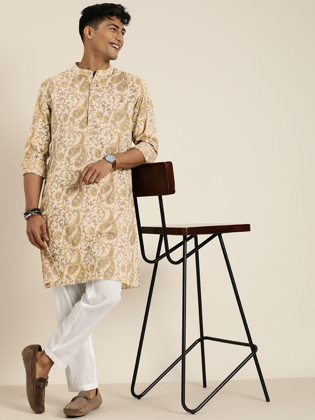 taavi ethnic motifs printed pure cotton bagru kurta