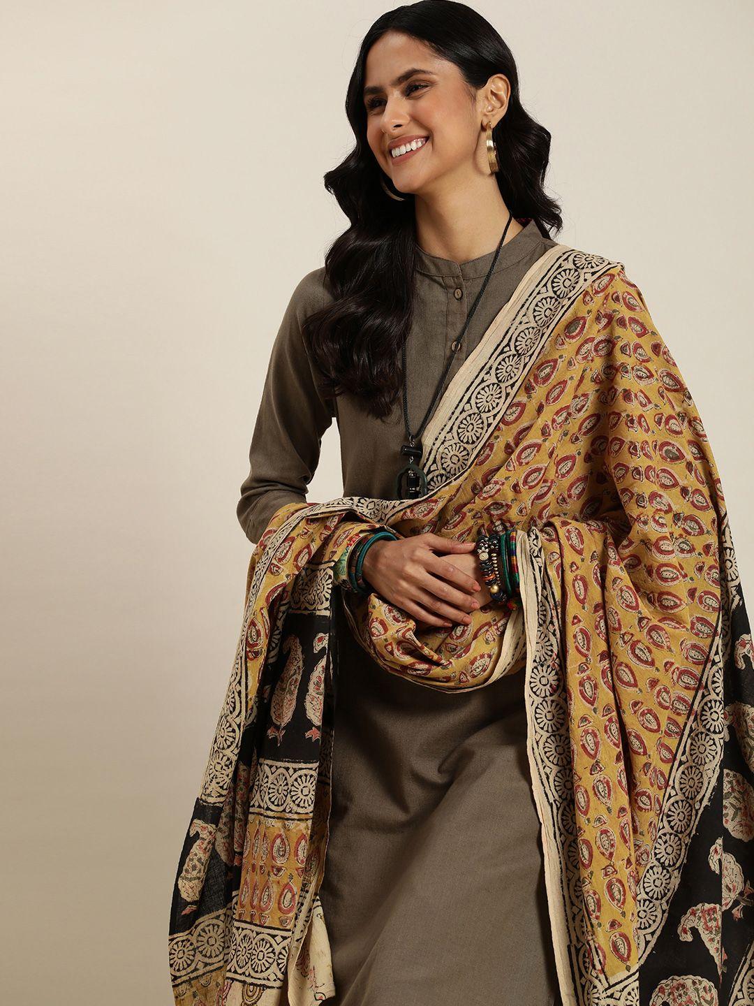 taavi ethnic motifs printed sustainable kalamkari dupatta