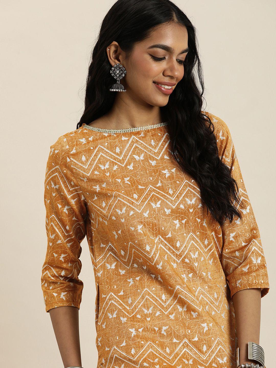 taavi festive foil printed ethnic motifs kurta