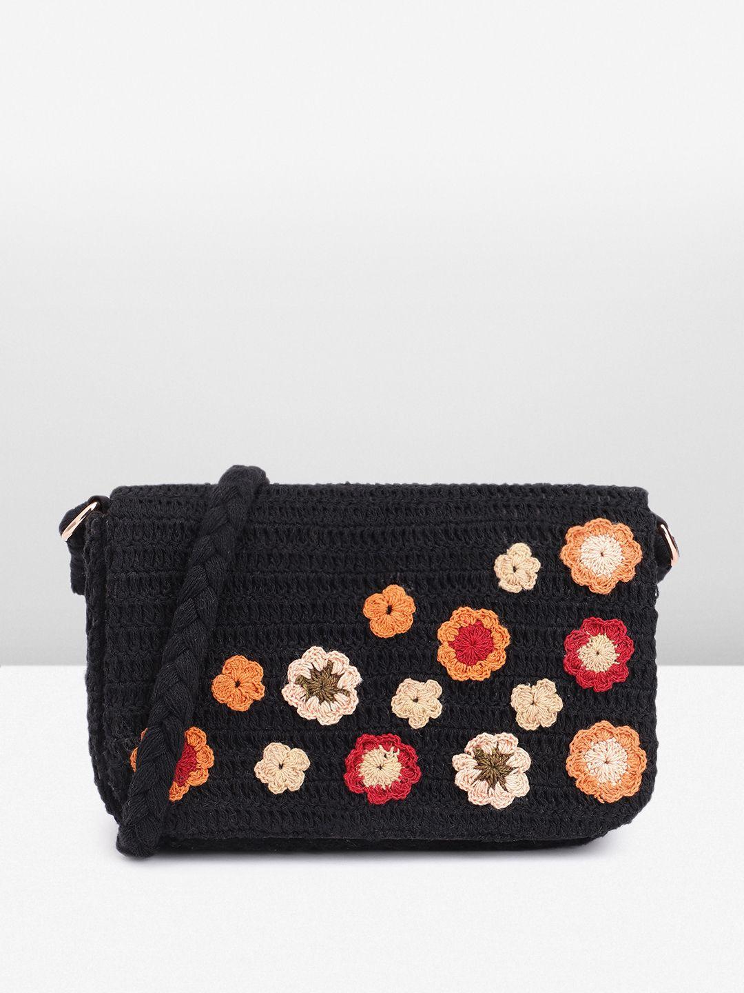 taavi floral crochet textured sling bag
