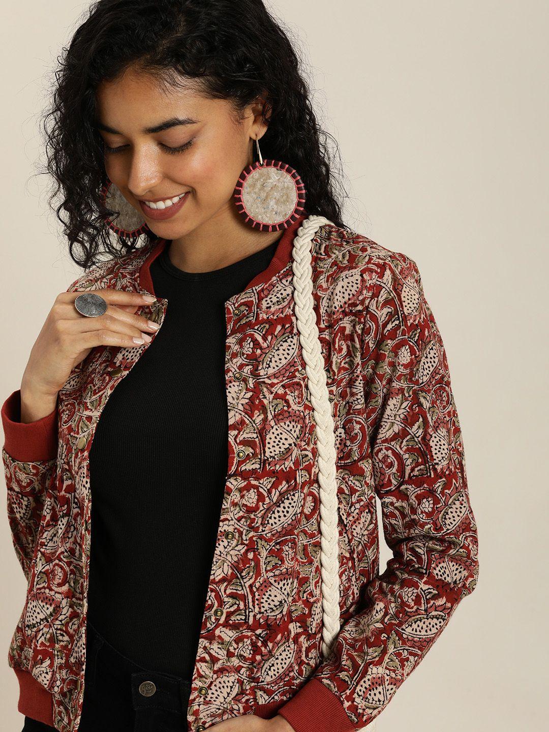 taavi floral kalamkari block printed pure cotton tailored jacket