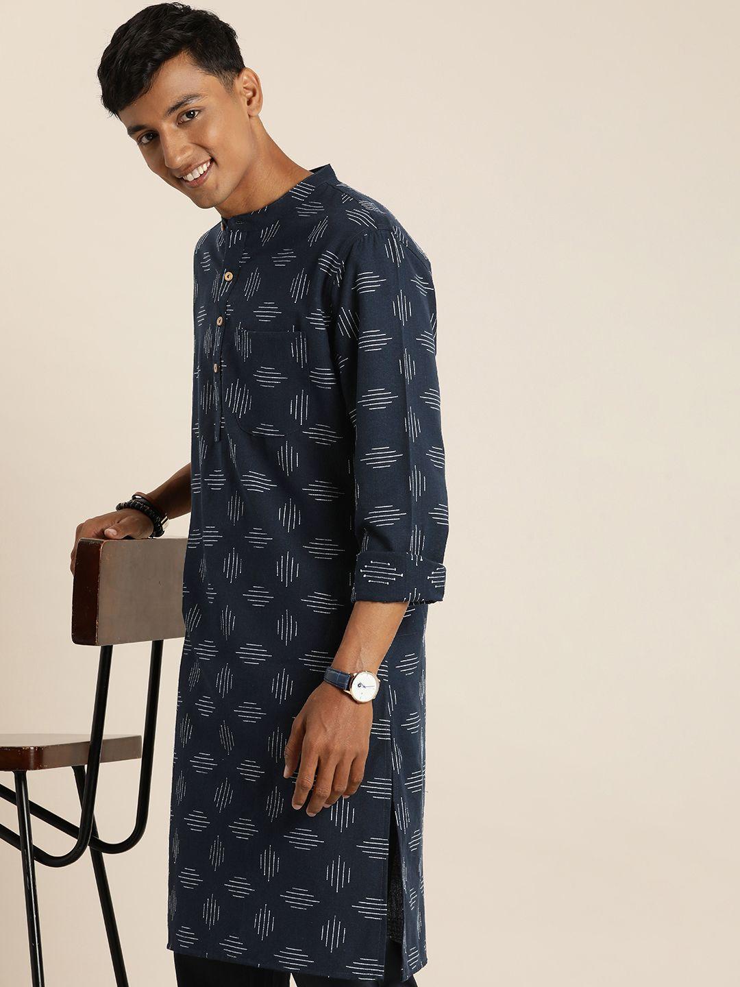 taavi geometric printed woven legacy pure cotton kurta