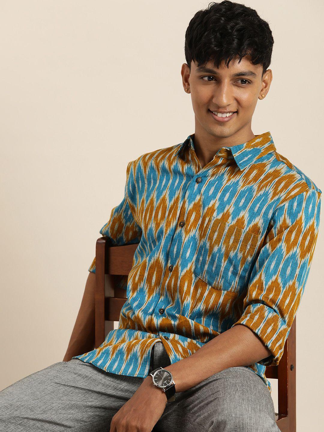 taavi ikat pure cotton spread collar shirt