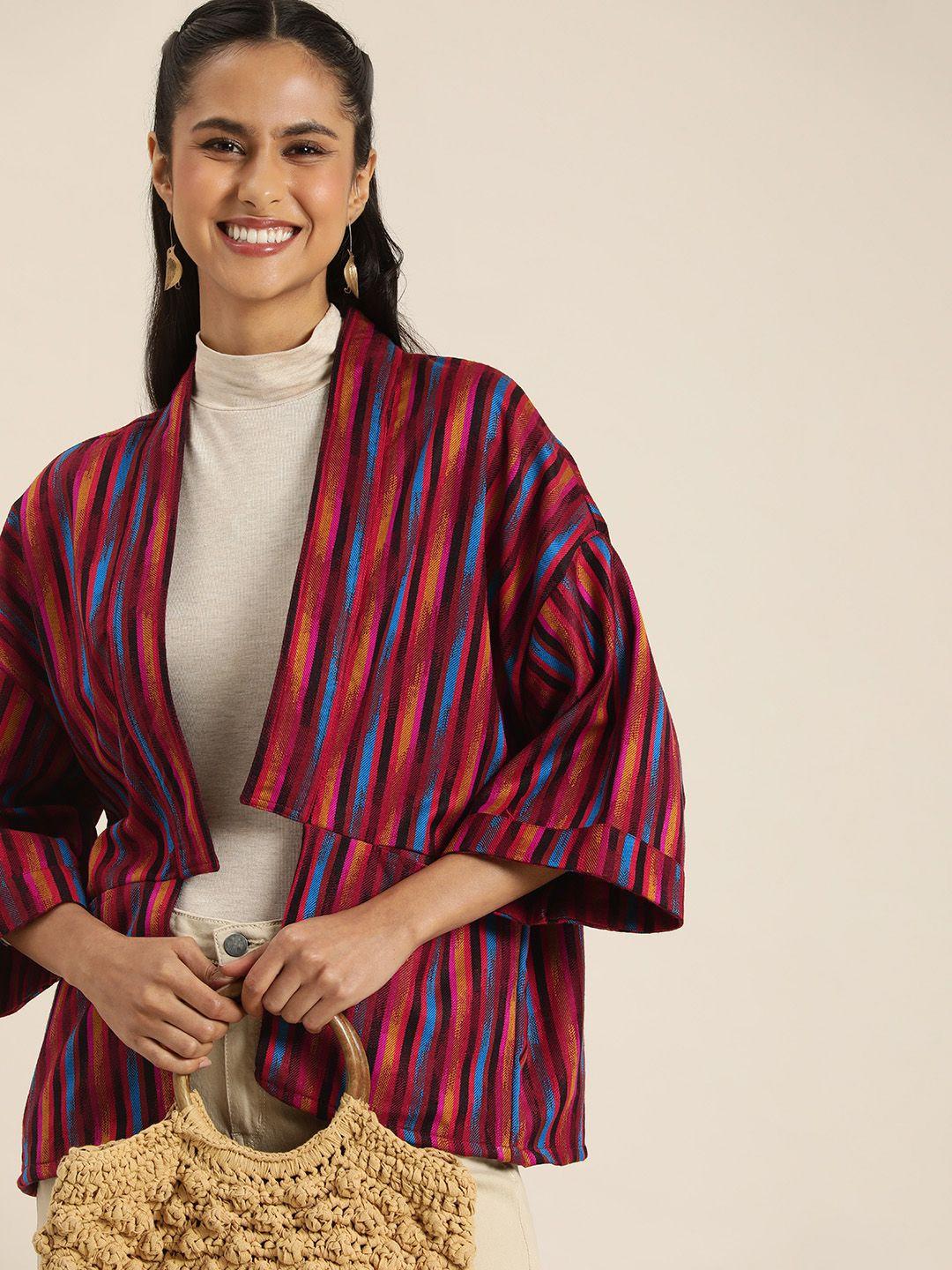 taavi ikat woven striped open front straight regular outer-wear shrug