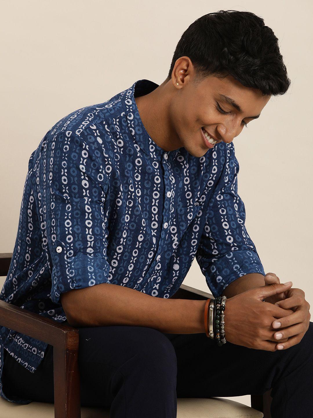 taavi indigo geometric printed kurta