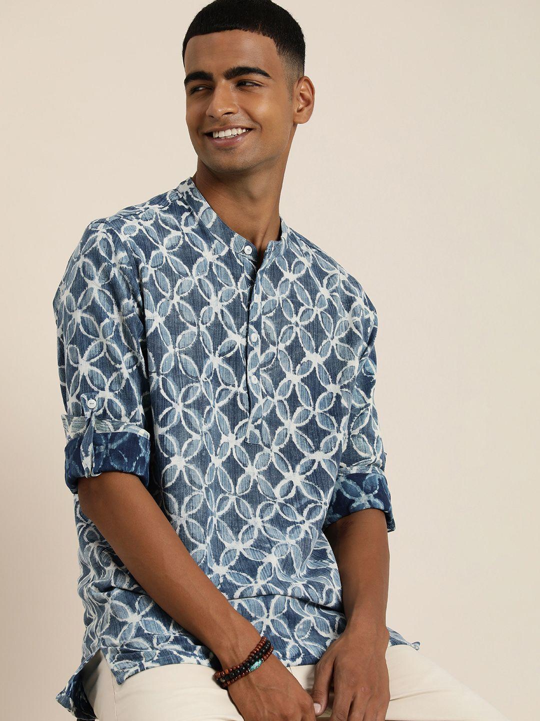 taavi indigo hand block floral printed kurta