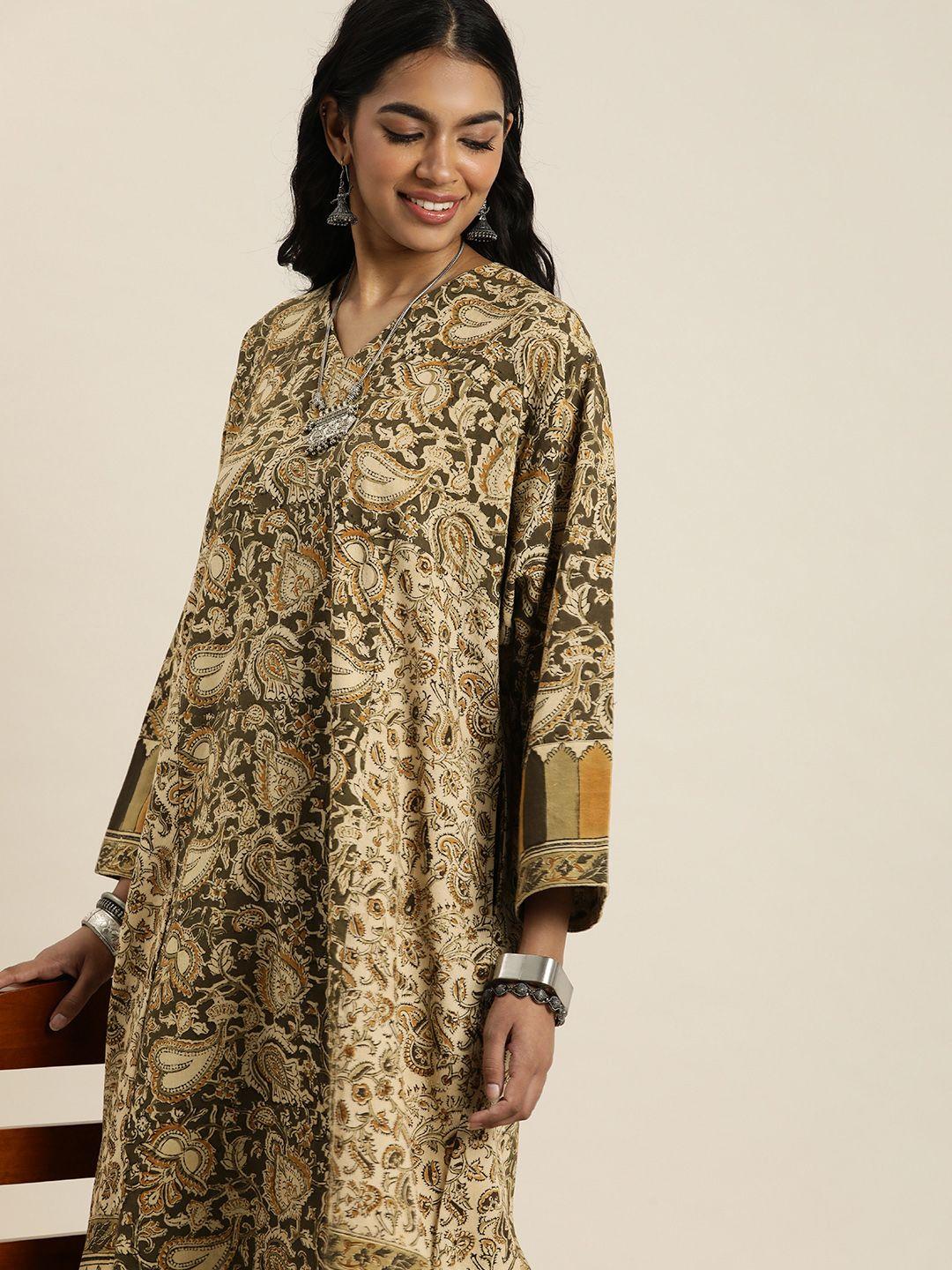 taavi kalamkari ethnic motifs printed floral pure cotton kurta