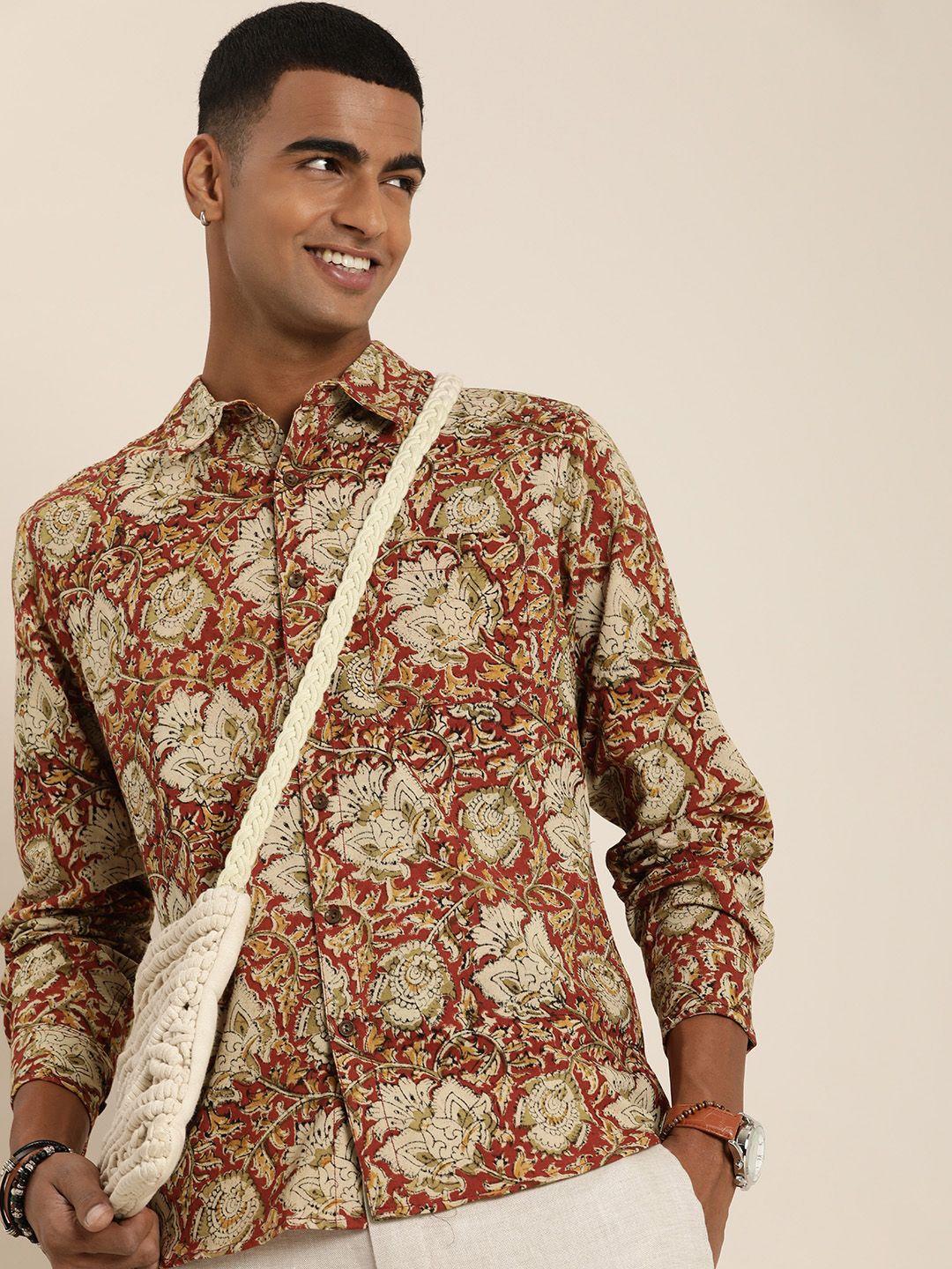 taavi kalamkari printed pure cotton casual shirt
