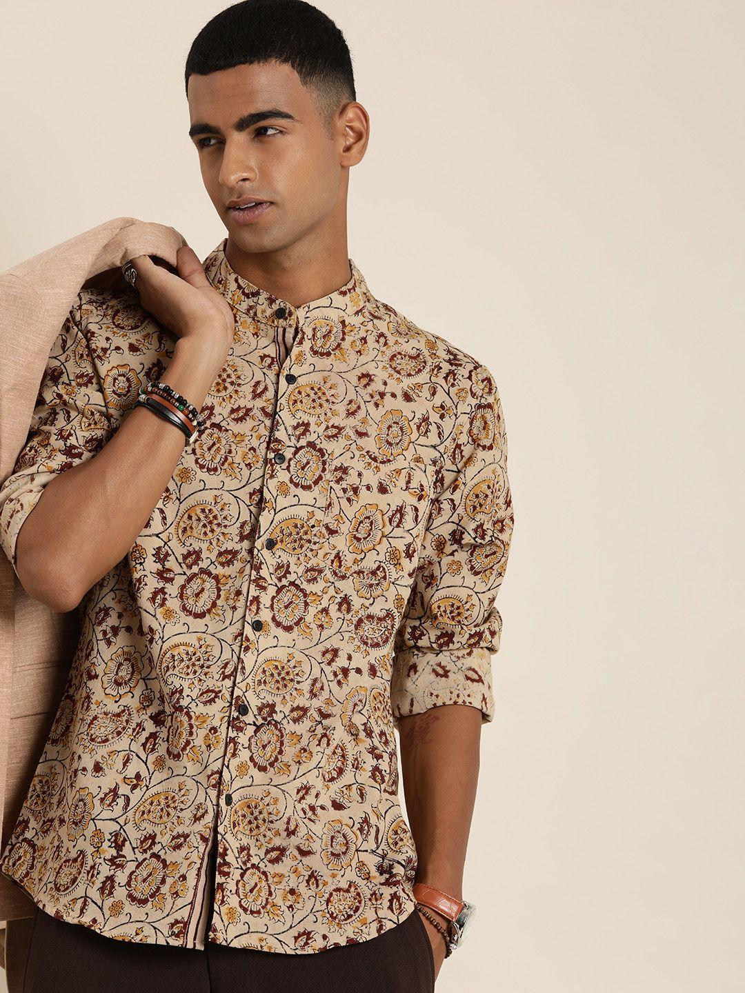 taavi kalamkari printed pure cotton casual shirt