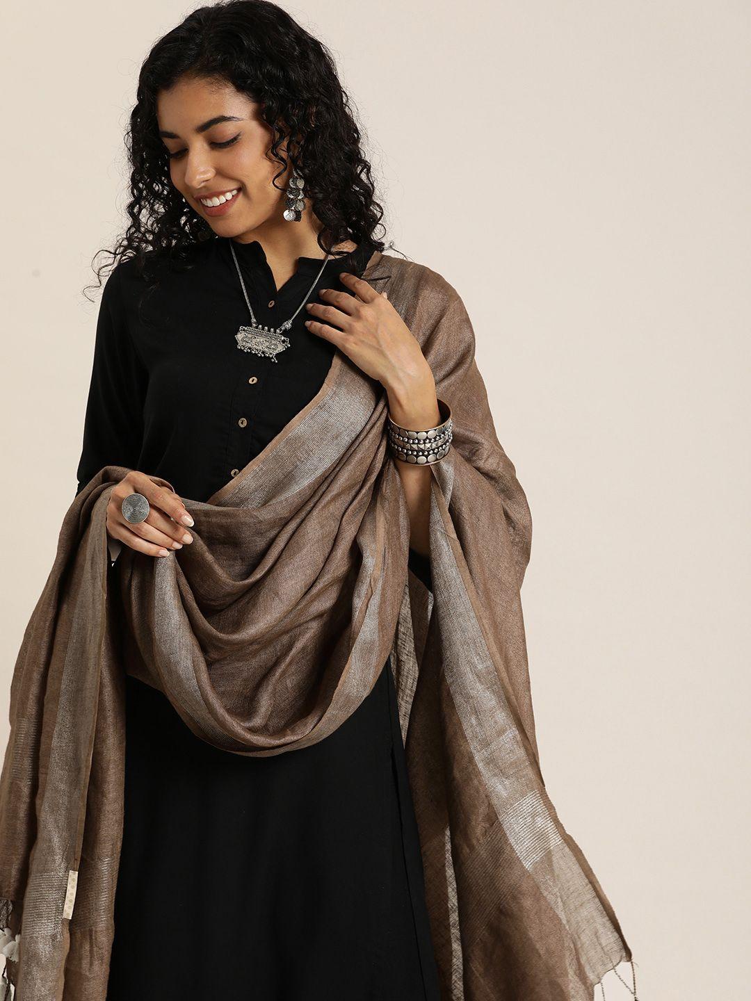 taavi linen dupatta with zari details