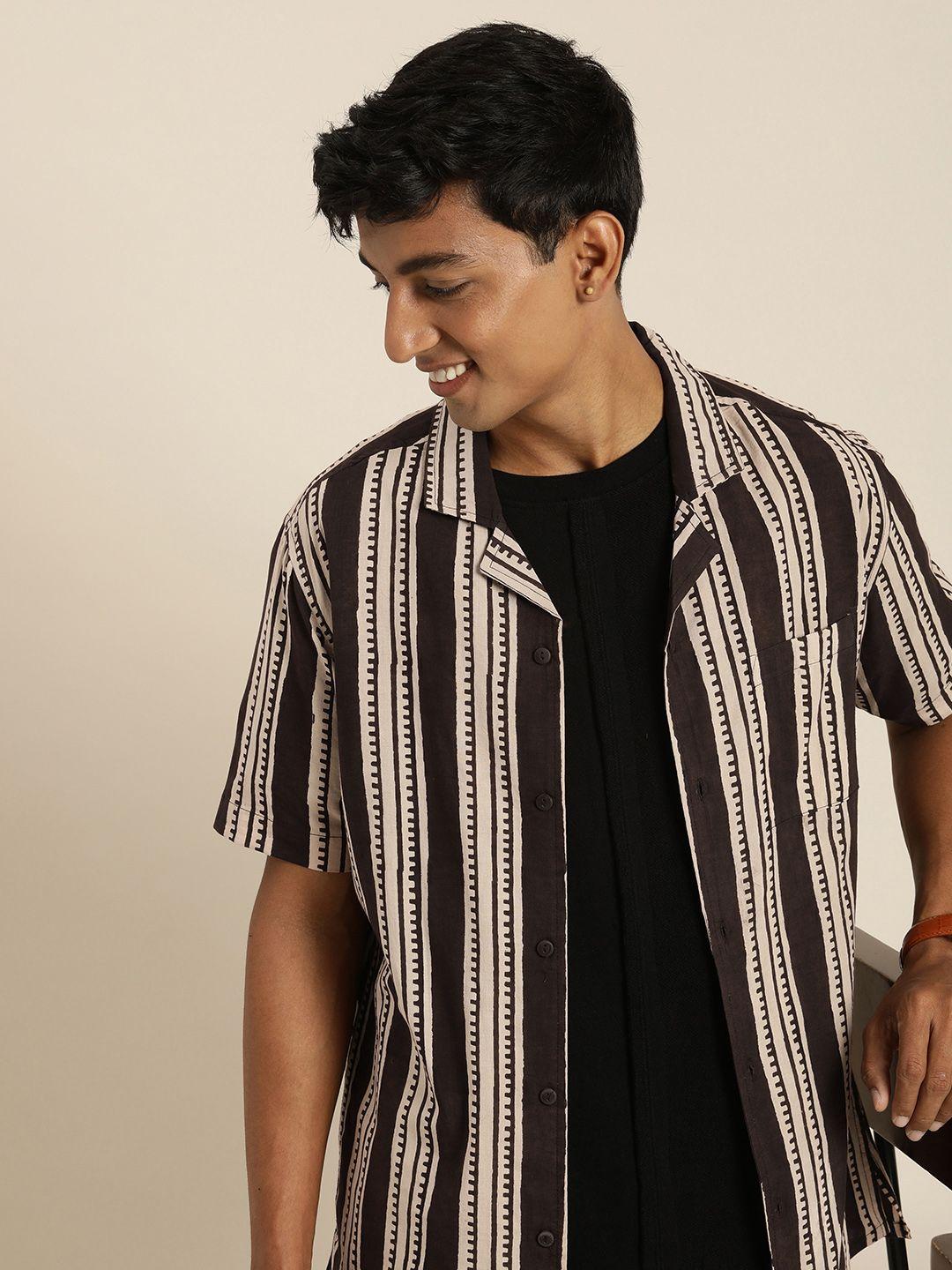 taavi men bagru pure cotton opaque striped casual shirt