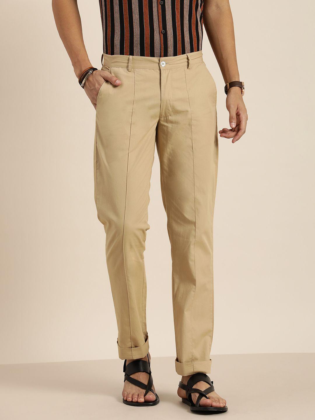 taavi men beige original straight fit trousers