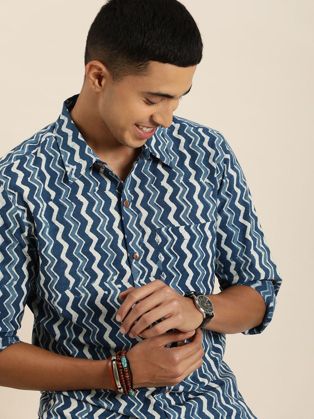 taavi men classic chevron printed casual shirt