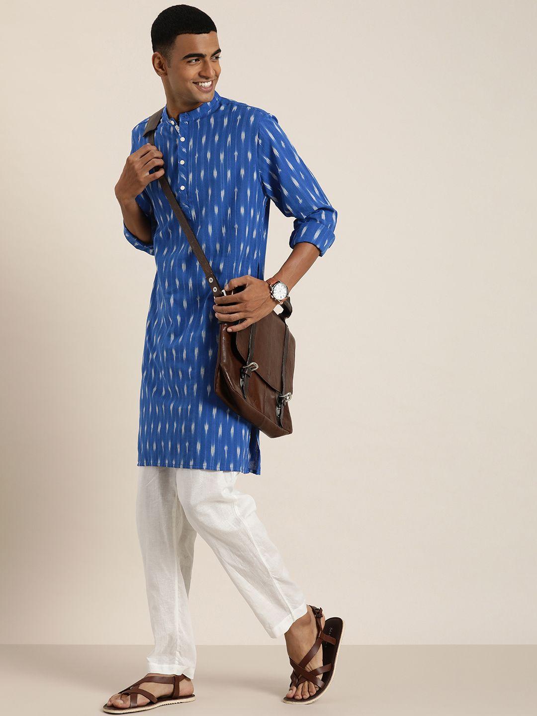 taavi men ikat pure cotton self design kurta set