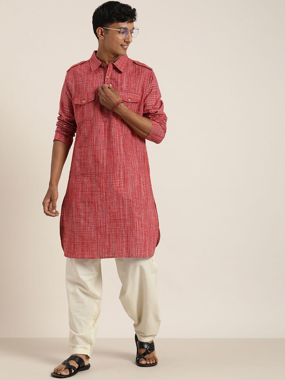 taavi men pure cotton bagru regular pathani kurta with patiala