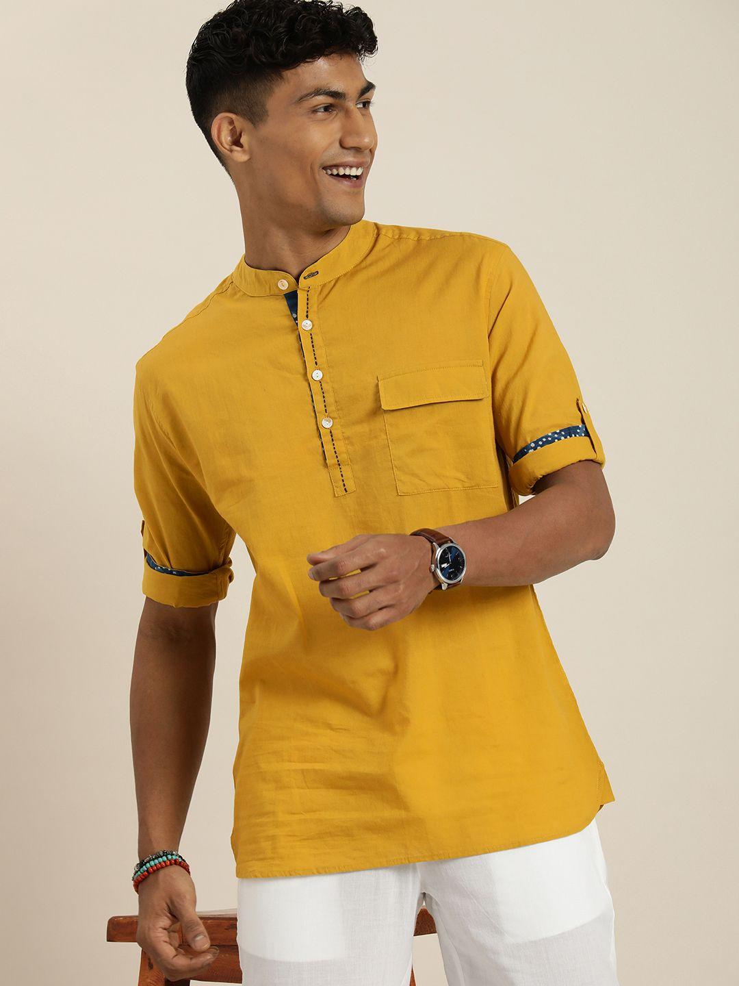 taavi men solid straight kurta