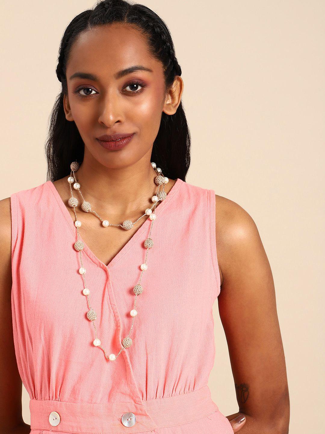 taavi pearls studded layered necklace