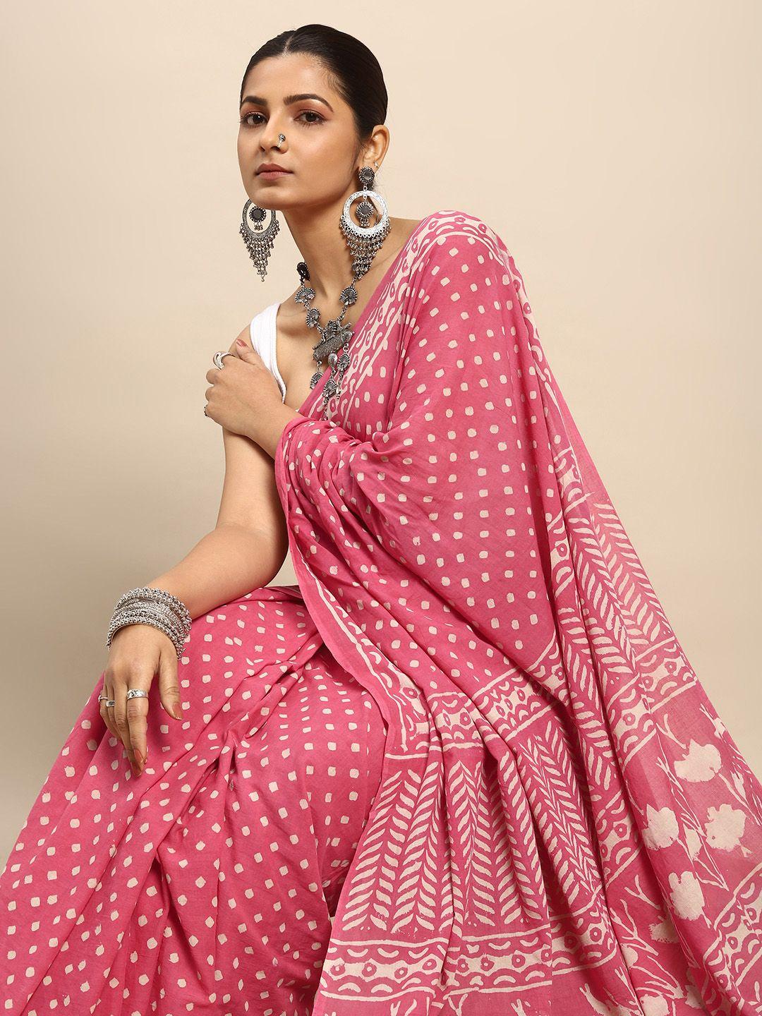 taavi pure cotton block print saree